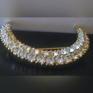 Swarovski Retired Vintage Swan Crescent Pave Crystals Moon Brooch/Pin